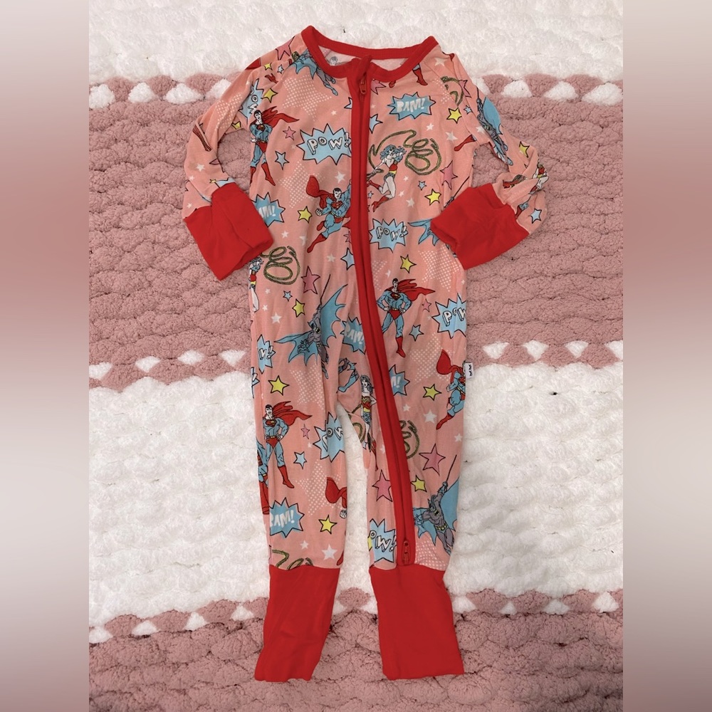 Little Sleepies Justice League Pink Zippy 0-3 Months